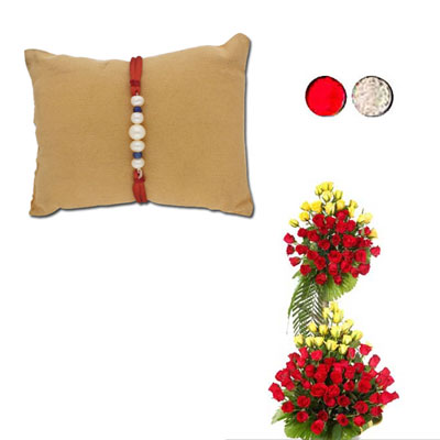 "Rakhi with Flowers - code F09 - Click here to View more details about this Product